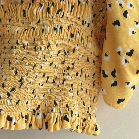 Amanda Uprichard Women's Yellow Monaco Smocked Floral Print Top, Size XS - Picture 12 of 16
